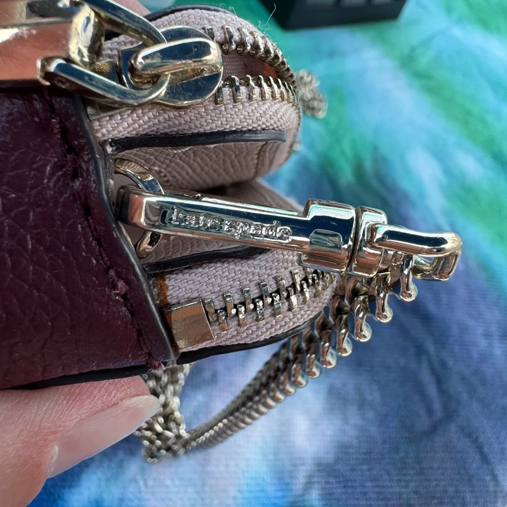Kate Spade Burgundy and Cream Crossbody Bag‎ With Chain Strap